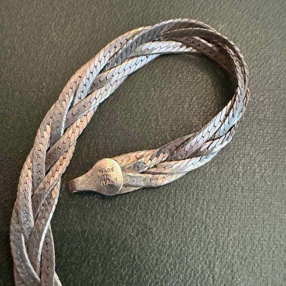 Vintage 925 Sterling Silver Made in Italy Herringbone Braided Bracelet - Picture 6 of 10
